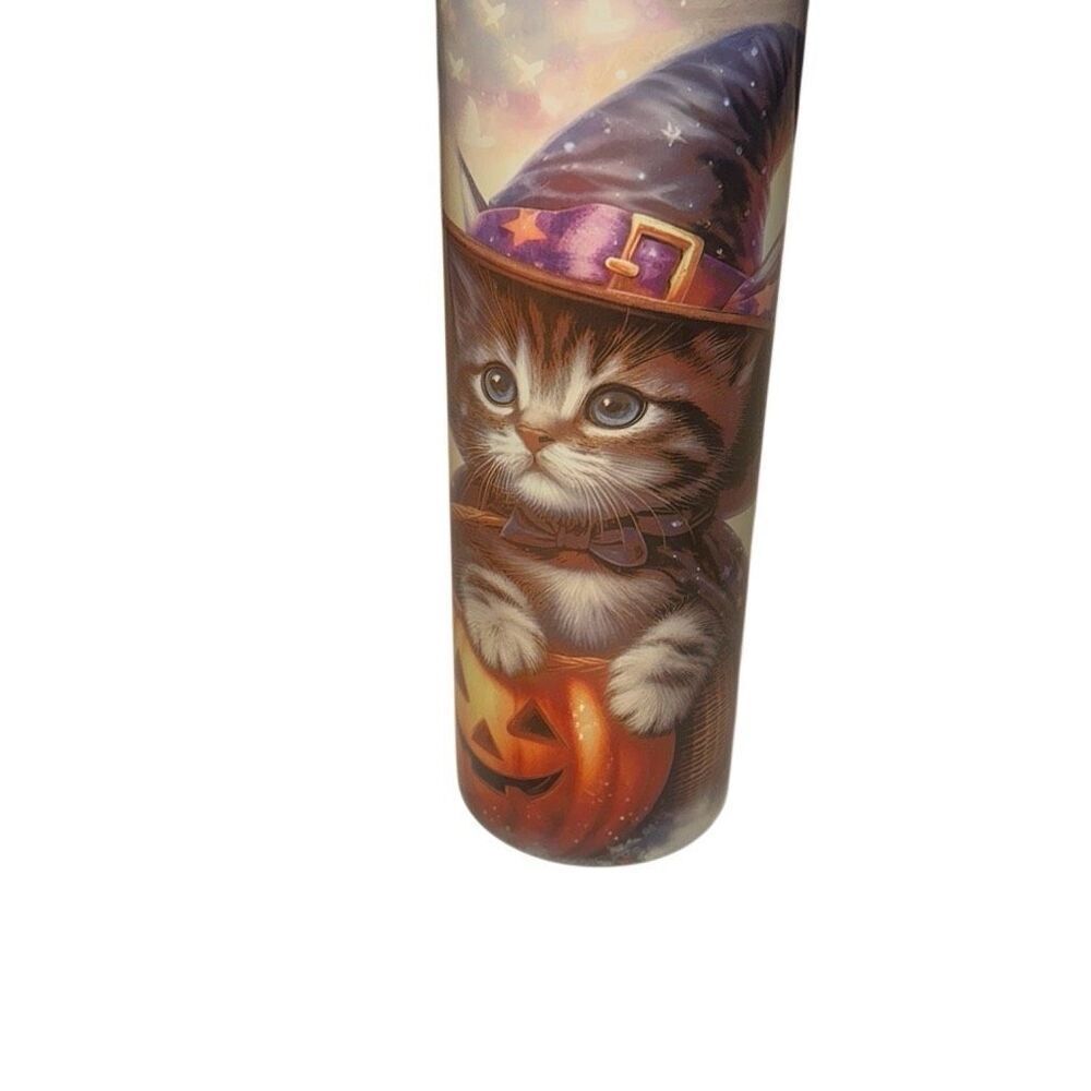 *NEW* Murricon Multicolor Cat Pumpkin Halloween Stainless Tumbler Ladies 20oz